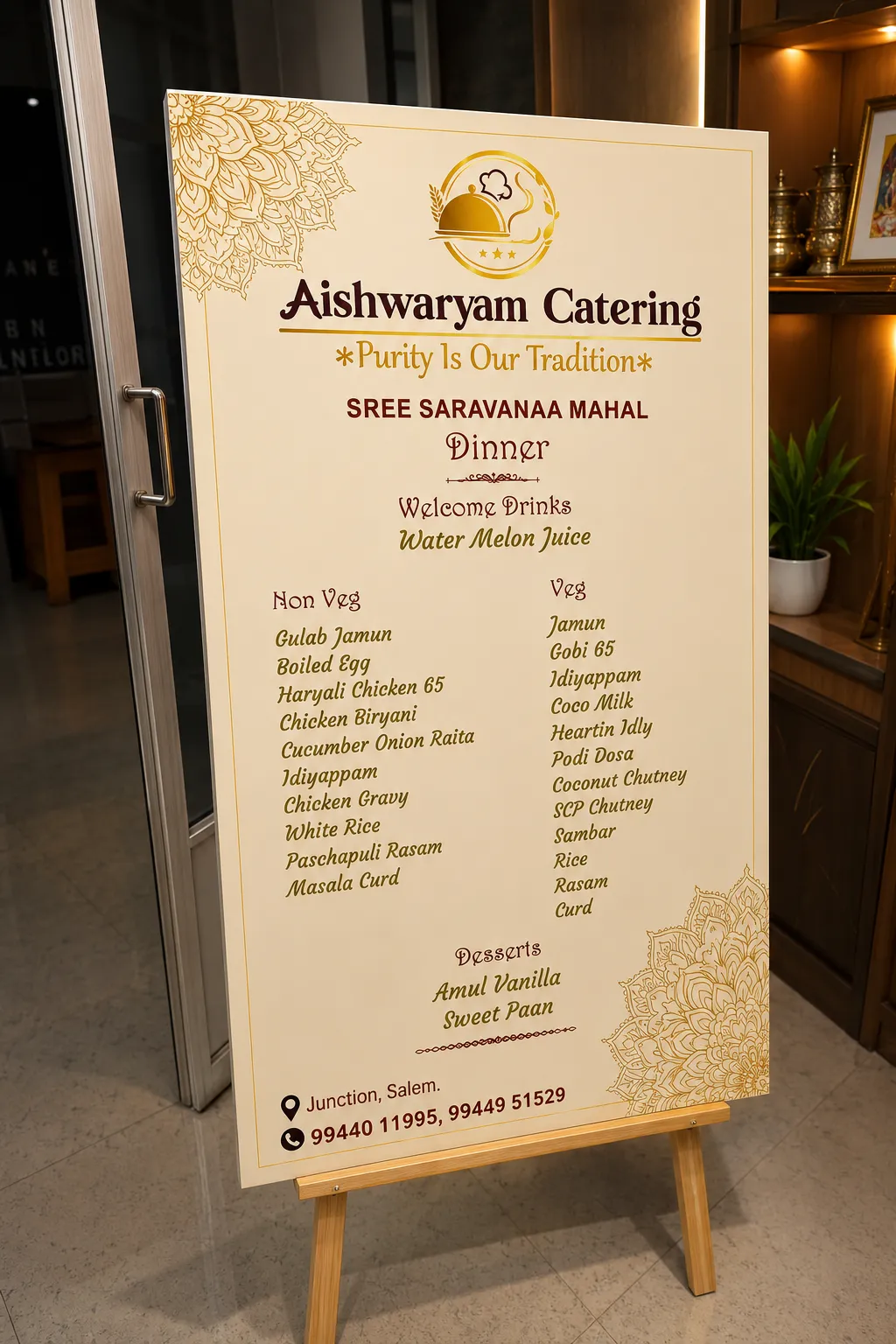 Catering Menu Easel Standee