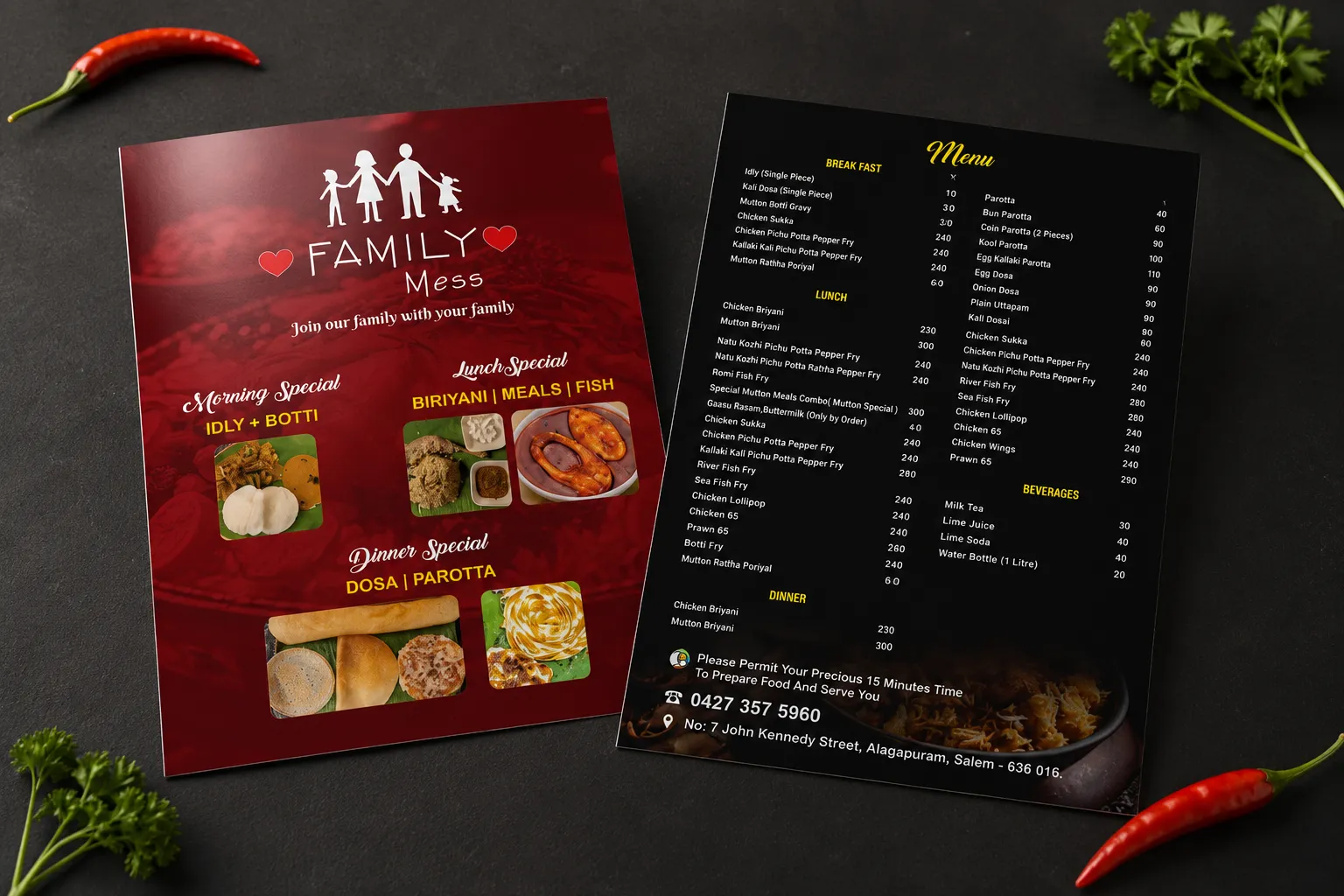 Feather Lamination Menu Card